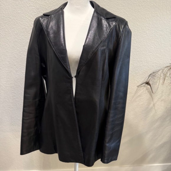 Wilsons Leather, Vintage Pelle Studio Black Leather blazer jacket - Picture 1 of 7